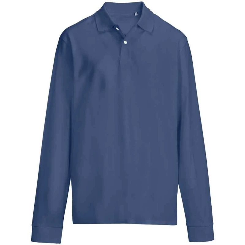 Image of SOL'S Mens Pique Long-Sleeved Polo Shirt in Mid Blue Size: XS Mid Blue Male XS