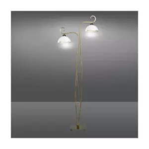 Image of Emibig Wivara Gold Multi Arm Floor Lamp with White, Gold Glass Shades, 2x E27