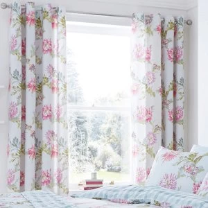 Image of Catherine Lansfield Chrysanthemum Check Eyelet Curtains - Duck Egg