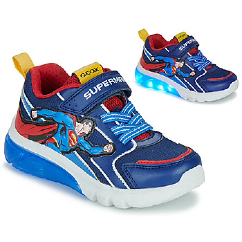 Image of Geox Kids Ciberdron X Super LED Breathable Low Top Trainers Blue/Red Baby 28 (10);29 (11);30 (11.5);31 (12.5 to 13);32 (13.5);33 (1);34 (2);35 (2.5 to