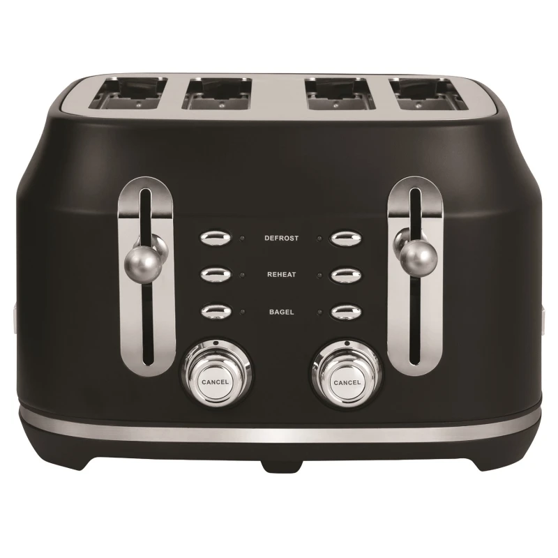 Image of Rangemaster Classic 4 Slice Toaster Matt Black Wide Slots & Variable Browning RMCL4S304BK Black