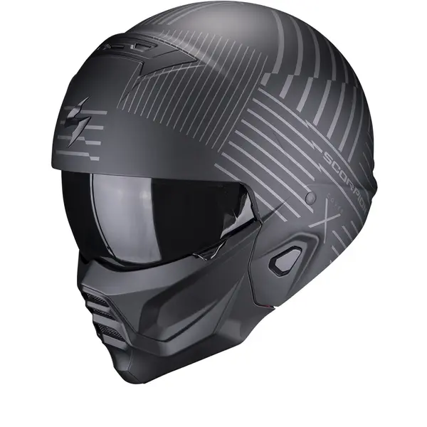 Image of Scorpion Exo-Combat II Miles Matt Black-Silver Jet Helmet M