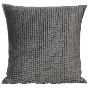 Image of Brooklands Quilted Velvet Cushion Graphite / 55 x 55cm / Polyester Filled