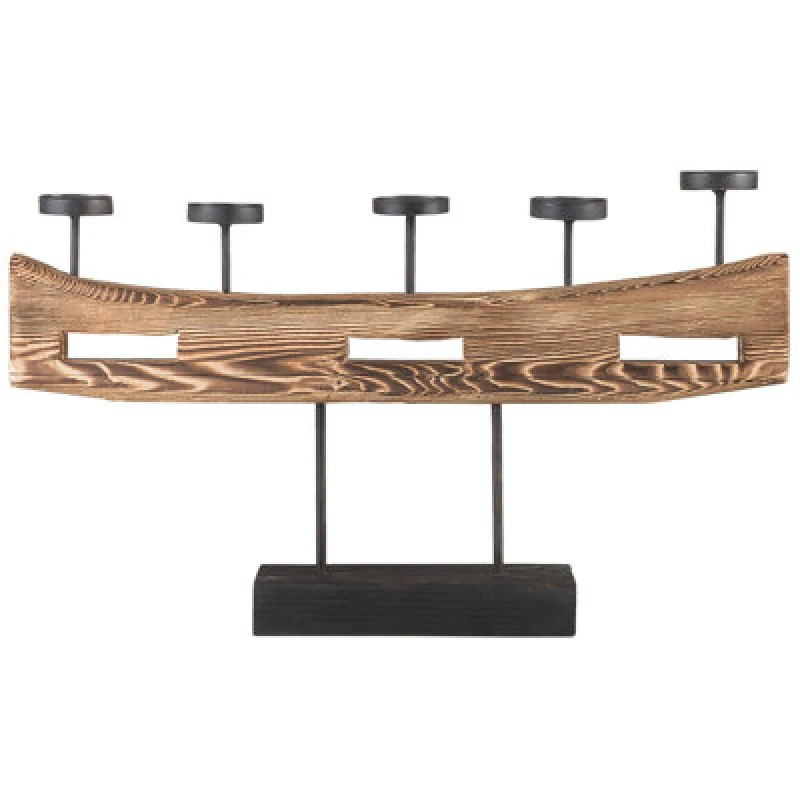 Image of Beliani Candle Holder Guatemala Pine Wood 36cm Brown