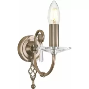Image of Loops - Wall Light Cut Glass Droplets Swirl Finial Aged Brass LED E14 60W