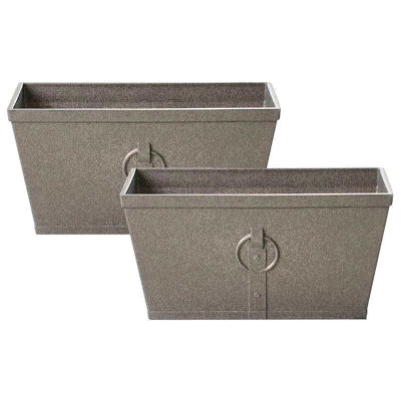 Image of Beliani Set Of 2 Plant Pots Poria 60 Cm Grey