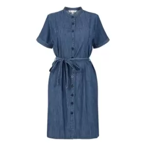 Image of Yumi Blue Denim Chambray Shirt Dress - Blue
