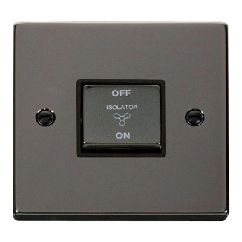 Image of SE Home Black Nickel 10A 1 Gang Ingot 3 Pole Fan Isolation Switch Black