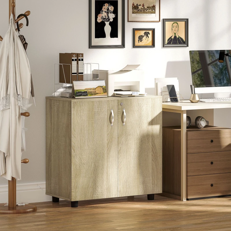 Image of Vinsetto 2-Tier Locking Filing Cabinet Office Storage Cabinet - Oak TJ Hughes 5061025113392