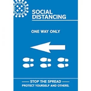 Image of Seco Health & Safety Poster Social distancing - one way only left A3 Semi-Rigid Plastic 42 x 59.5 cm