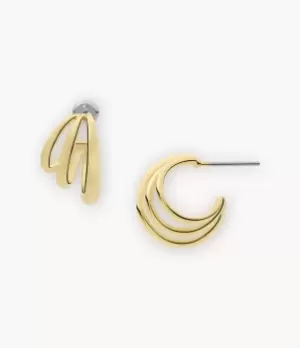 Image of Fossil Women Sadie All Stacked Up 14K Gold Plated Brass Hoop Earrings