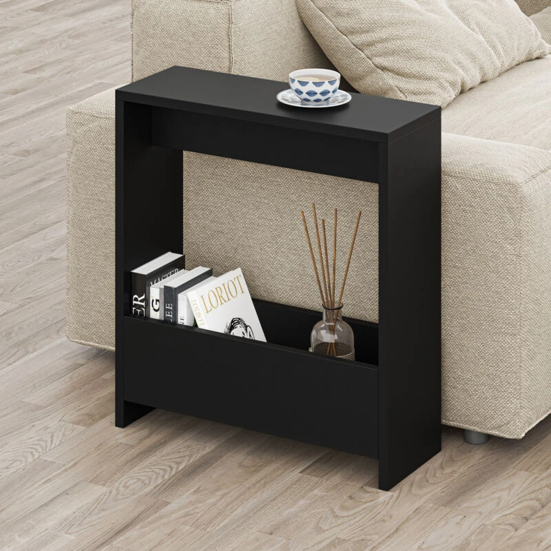 Image of DECORTIE Decortie - Simpi Modern Side End Table Multipurpose With Creativeness h 60cm 2 Tier - Black Bute - Black Bute M.SH.13191.13
