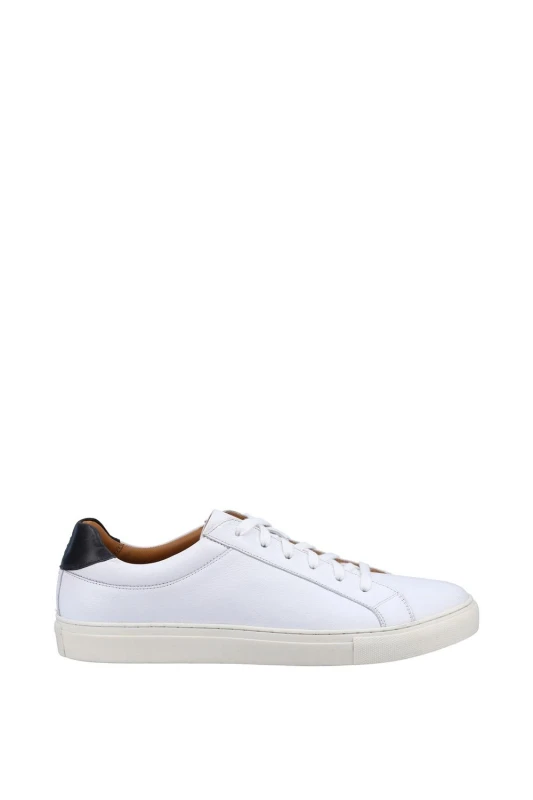 Image of Hush Puppies Mens Colton Leather Lace Up Trainers Shoes - UK 12 White male GDE2435WHT12