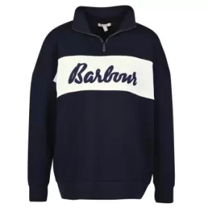 Image of Barbour Womens Otterburn 1/4 Zip Sweatshirt Navy/White 10