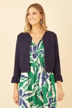 Image of Navy Cropped Cardigan With Bell Sleeves