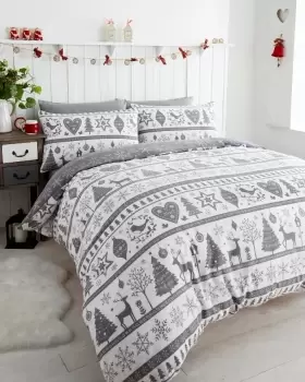 Image of Noel Christmas Duvet Set - Grey - Double - TJ Hughes