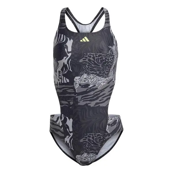 Image of adidas Allover Graphic Swimsuit Womens - Grey 8