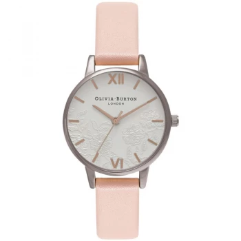 Image of Lace Detail Silver & Dusty Pink Watch