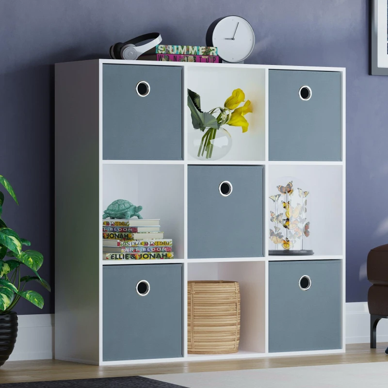 Image of Lassic 3x3 Cube Storage Unit (W) + Set of 5 Storage Cubes Grey unisex 3x3