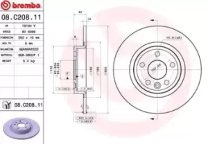 Image of BREMBO Brake disc 08.C208.11 Brake rotor,Brake discs LAND ROVER,JAGUAR,Discovery Sport (L550),E-Pace (X540)