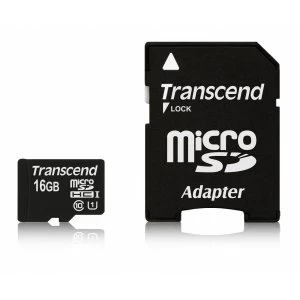 Image of Transcend 16GB MicroSDHC with Adaptor Class 10