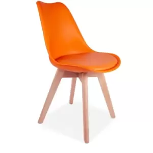 Image of 4x sl Orange Modern Dining Chairs Padded Seat with Wood Legs Modern Home Kitchen