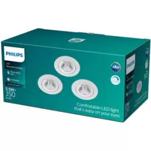 Image of Philips SL261 Sparkle IP20 Recessed Downlight White 5W Warm White 3pk