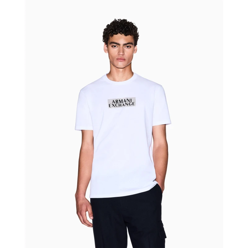 Image of Armani Exchange Mens Regular Fit T-Shirt White/Gold male S
