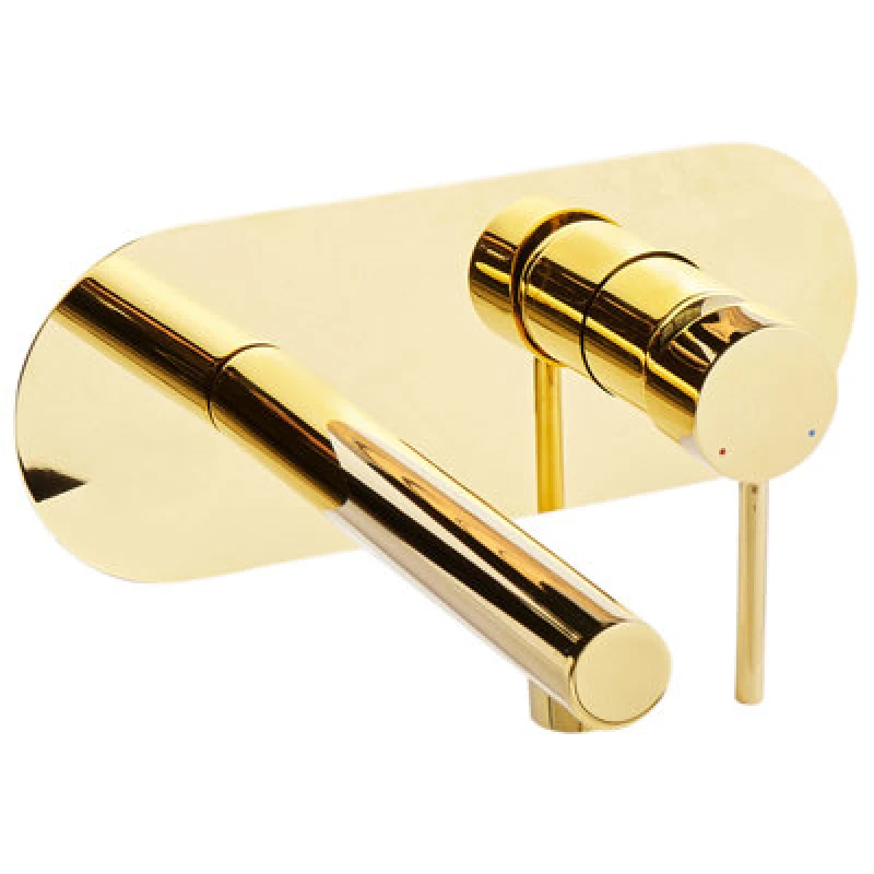 Image of Beliani Wall Mounted Basin Mixer Tap Clavijo Brass Gold