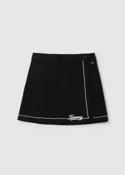 Image of Tommy Hilfiger Womens Baseball Wrap Mini Skirt In Black