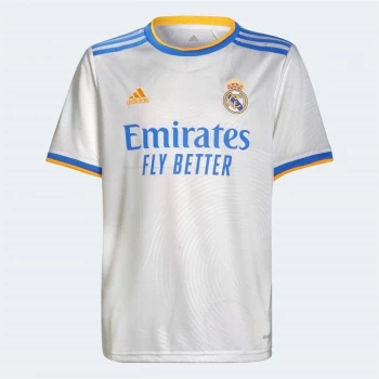 Image of adidas Real Madrid Home Shirt 2021 2022 Junior - White