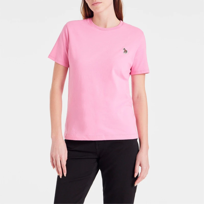 Image of Paul Smith Womens Zebra Logo Regular Fit T-Shirt Pinks 23 female 8 (XS)