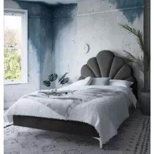 Image of Hendo Upholstered Beds - Plush Velvet, Double Size Frame, Black - Black