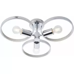 Image of Loops - Semi Flush Multi Arm Bathroom Ceiling Light - Chrome Plated & Clear Acrylic