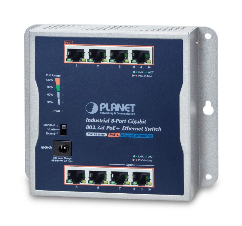 Image of PLANET IP30 Industrial 8-Port Unmanaged Gigabit Ethernet (10/100/1000)