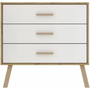 Image of Harmony Austin 3 Drawer Chest Of Drawers Oak & White