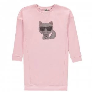 Image of Karl Lagerfeld Cat Sweatshirt Dress - Pink 46B