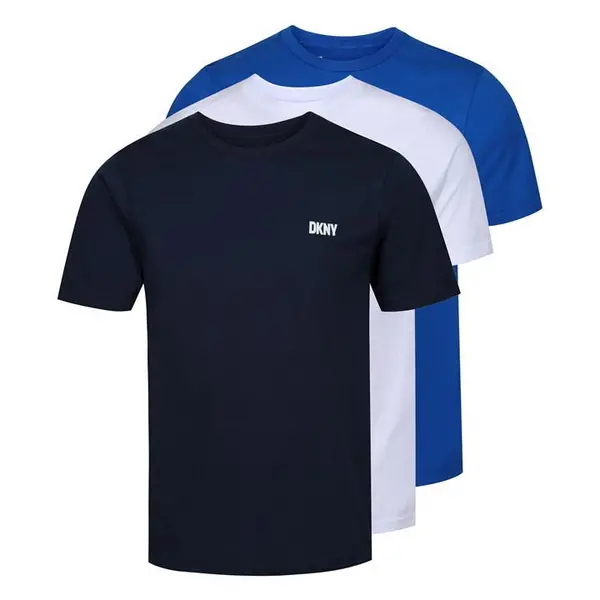 Image of DKNY 3 Pack Short Sleeve T-Shirt Mens Regular Fit T-Shirts Small Multi 58306870350