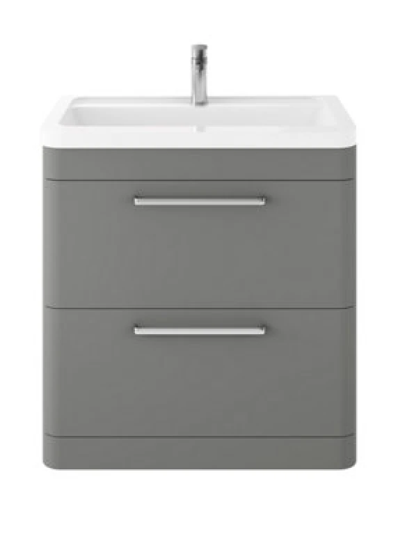 Image of Nuie Hudson Reed Solar Floor Standing 2 Door Vanity Unit With Ceramic Basin, Durable Modern Vanity Unit In Cool Grey, 800mm