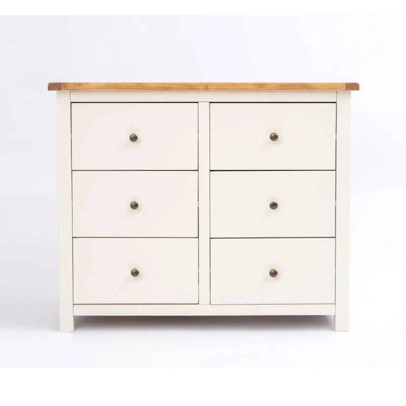 Image of Cabinet Bits Maggiori 6 Drawer Chest of Drawers Brass Knob in Off-White Off-White Unisex