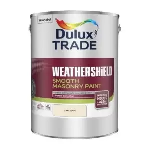 Image of Dulux Trade Weathershield Gardenia Smooth Masonry Paint, 5L Tin