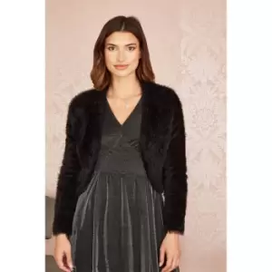 Image of Yumi Black Eyelash Knit Bolero - Black