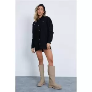 Image of I Saw It First Black Tortiseshell Button Denim Dress - Black