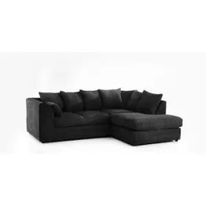 Image of Canolo Luxury RHF Corner Chaise Jumbo Cord Sofa Black