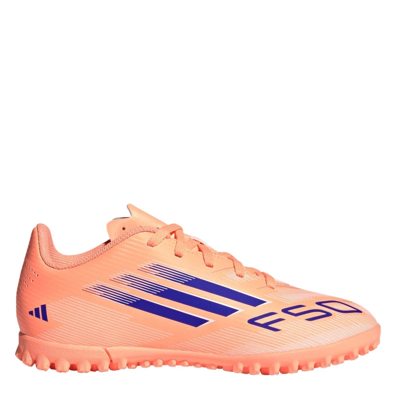 Image of adidas F50 Club Childrens Astro Turf Football Boots Orange/Blue male C12 (30.5)