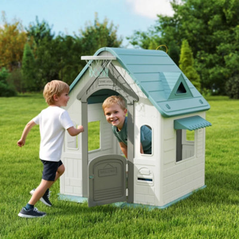 Image of AIYAPLAY Playhouse for Kids Outdoor Indoor, 5 in 1 Garden House, Beige 345-031V00CW