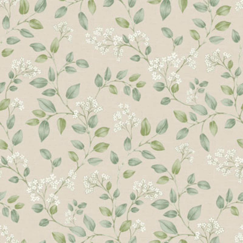 Image of Grandeco Forget Me Not Leaf Trail Smooth Paper, Neutral Green 199101