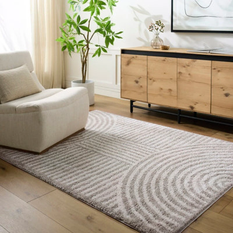 Image of Livabliss Machine Washable Modern Shaggy Medium Grey Pauline Area Rug 160 X 213cm - Easy Care, Ideal For Living Room & Bedroom