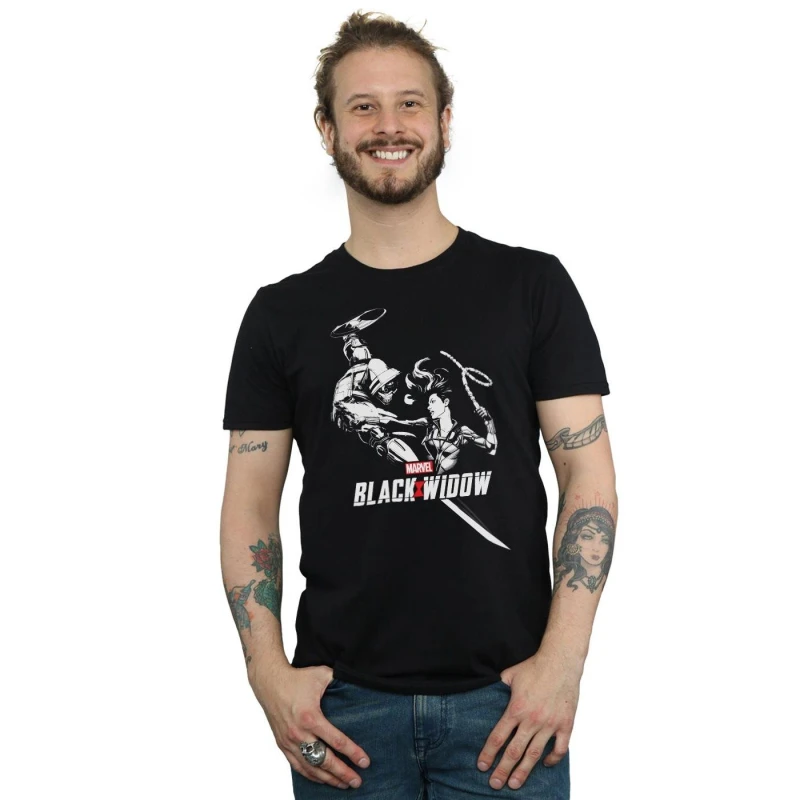 Image of Marvel Marvel Men Black Widow Movie Taskmaster Battle T-Shirt Size: Small Black S Male 5059400770407