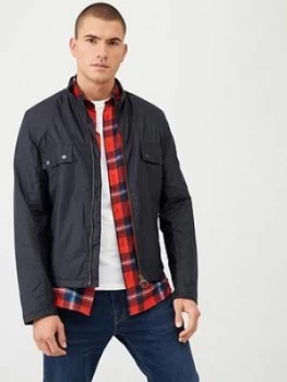 Image of Barbour International Steve Mcqueen Wilkin Wax Jacket - Navy